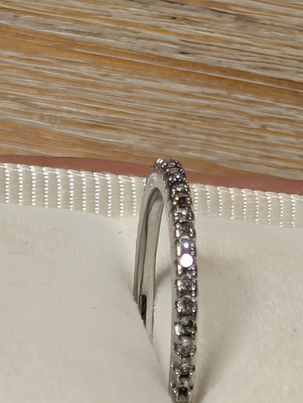 Petite Narrow Silver Micro Diamond Simulant Eternity Band Ring Size 6 - Picture 5 of 8